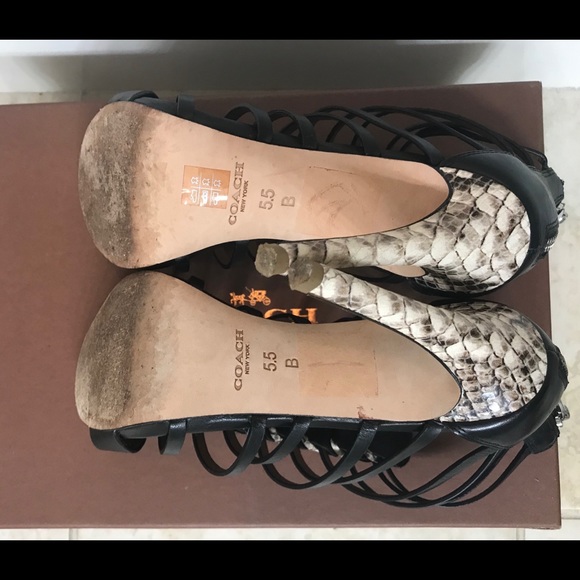 Black Coach high heels in printed snake . - Picture 4 of 5